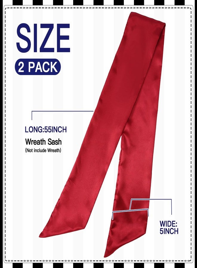 Fucibt 2 Pack Wreath Sash for Front Door, Red Blank Sash for Monogram Embroidery, Front Door Porch Decor, Christmas Wreath Accessories, 5'' L x 54'' W, Red (2) - Image 2